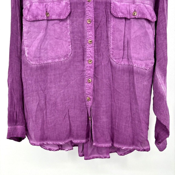 PILCRO Anthropologie Womens Relaxed Joelle Button Down Shirt Sz PM Mulberry NEW - Picture 6 of 12
